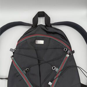Gucci Black Backpack with Red and Green Accents